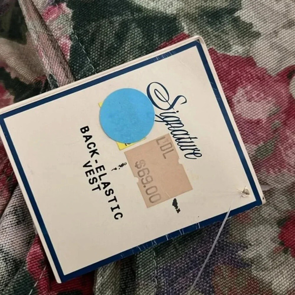 Gotcha Covered Floral Vintage Tapestry Denim Back elasctic Vest | Sz Large - Picture 3 of 8